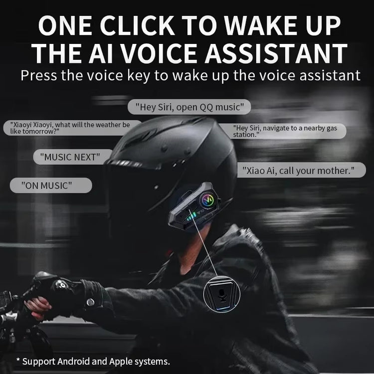  Motorcycle Helmet Bluetooth Headset  Hands-Free Waterproof 