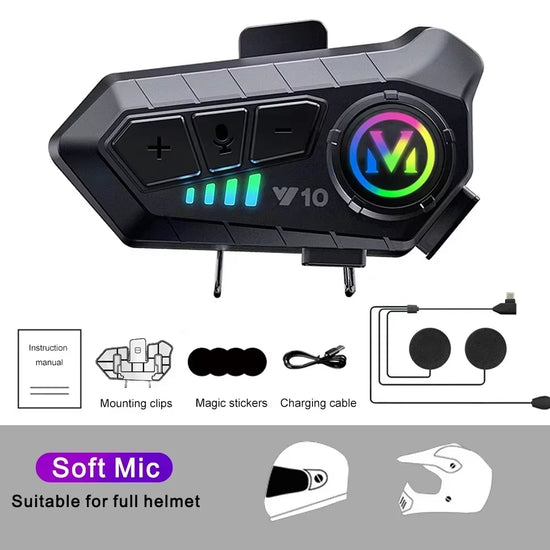  Motorcycle Helmet Bluetooth Headset  Hands-Free Waterproof 