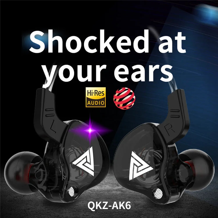 QKZ AK6 Music Pro - HiFi Bass Earbuds with Mic, Perfect for Gaming & Sports