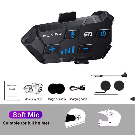  Motorcycle Helmet Bluetooth Headset  Hands-Free Waterproof 