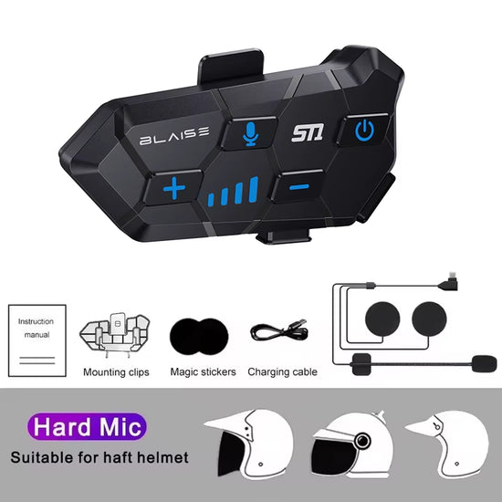  Motorcycle Helmet Bluetooth Headset  Hands-Free Waterproof 